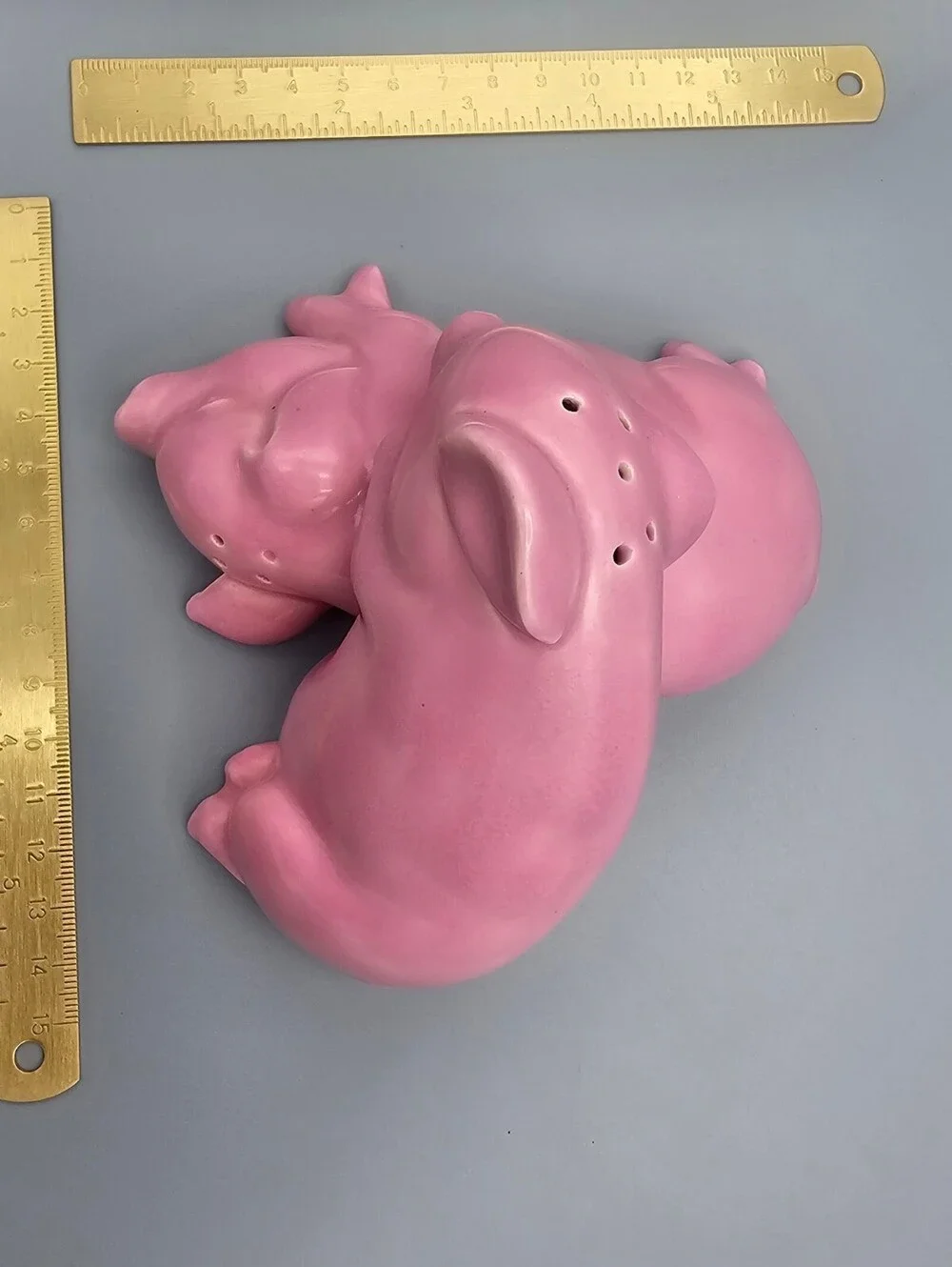Vintage Pink Ceramic Pig Salt and Pepper Shakers Set